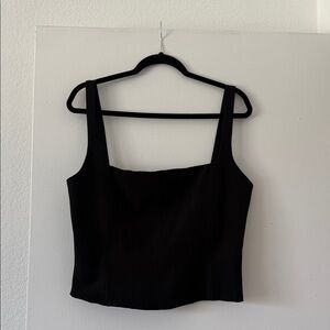Zara Black Square-Neck Tank with Wide Straps